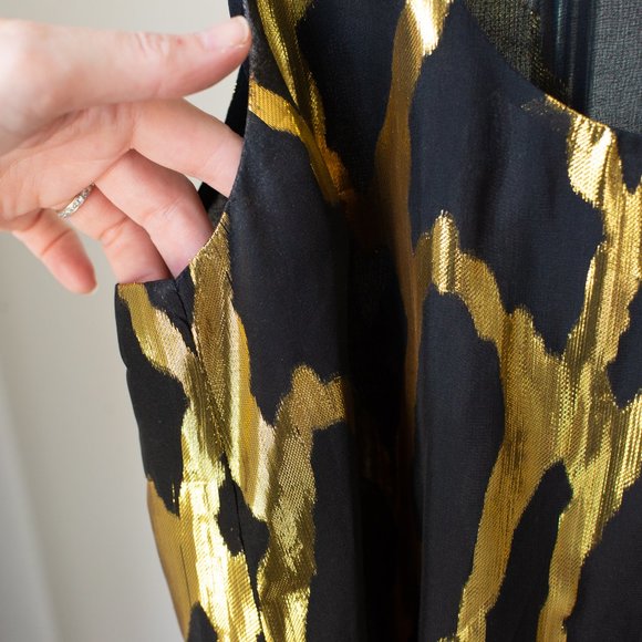 Black & Gold sleeveless blouse / tank Small - Picture 5 of 9